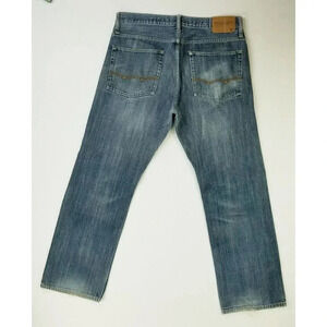 American Eagle Outfitters Size 32X30 Men's Relaxed Blue Denim Cotton Logo Jeans